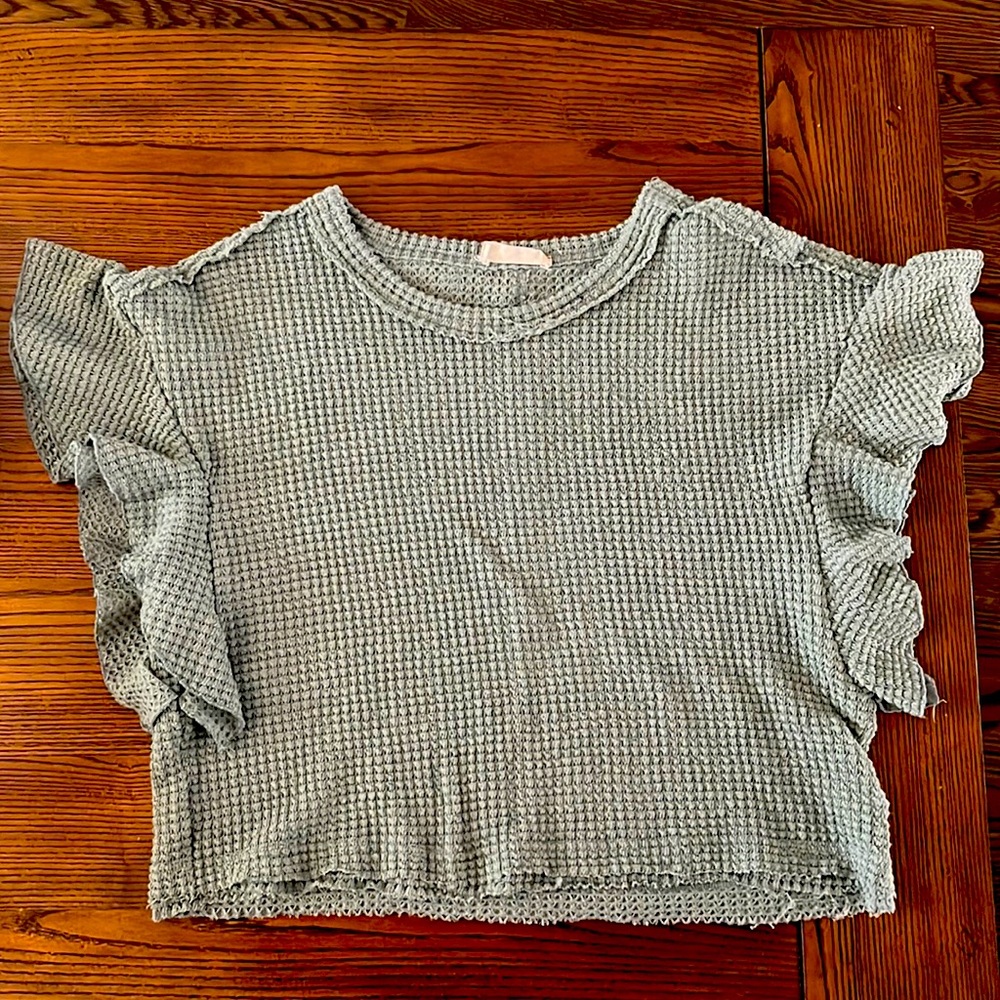 Altar’d State Ruffled Short Sleeve Shirt